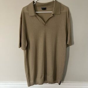 Todd Snyder 100% cashmere mountauk tan brown soft polo sweater shirt large